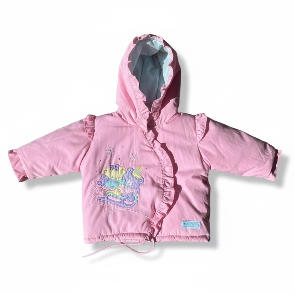 Rare Vintage Playskool Pink Puffer Jacket Snowsuit Toddler Girls Ruffles